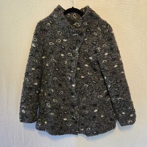 Cannisse Sz 6/8 Women's Heathered Gray Thick Textured Button Up Pea Coat